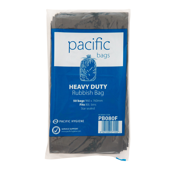 PH BLACK RUBBISH BAG 80L 960x760mm 50pk JASCO DIST