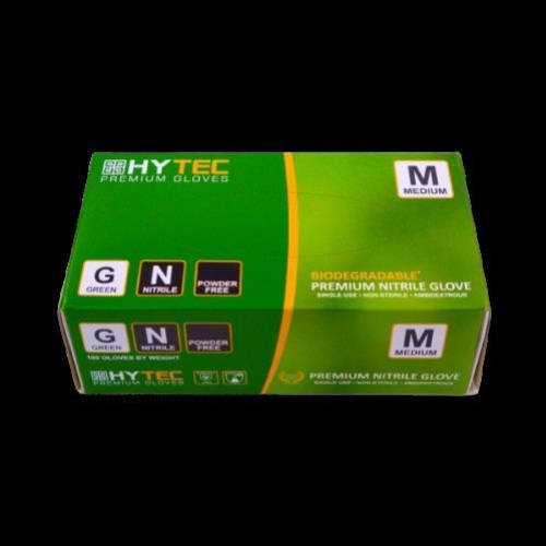 NITRILE GREEN BIODEGRADABLE P/F GLOVE MEDIUM 100pk