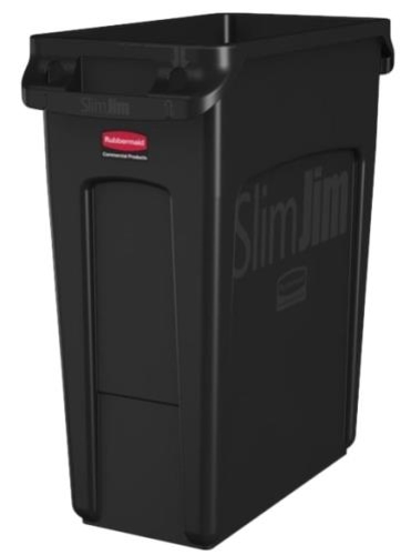 RUBBERMAID SLIM JIM CONTAINER WITH VENTING CHANNELS 60L BLK