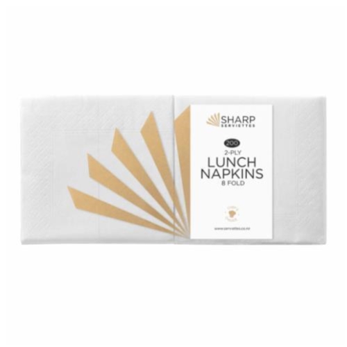 SHARP LUNCHEON 2Ply SERVIETTE 1/8 REDIFOLD WHITE 3000cn