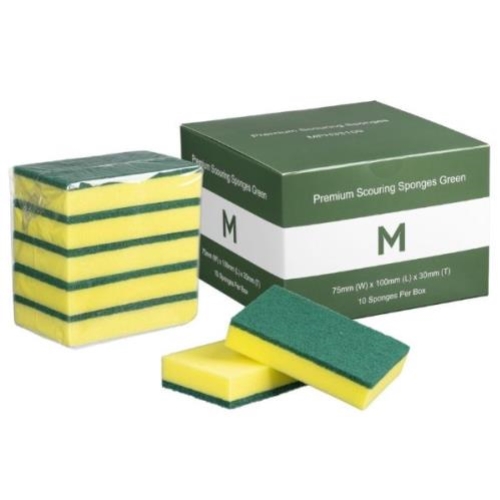 M-SERIES PREMIUM YELLOW SPONGE with GREEN SCOURER x5/PK