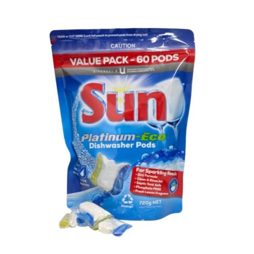 SUN PLATINUM ECO DISHWASHER PODS 60pk