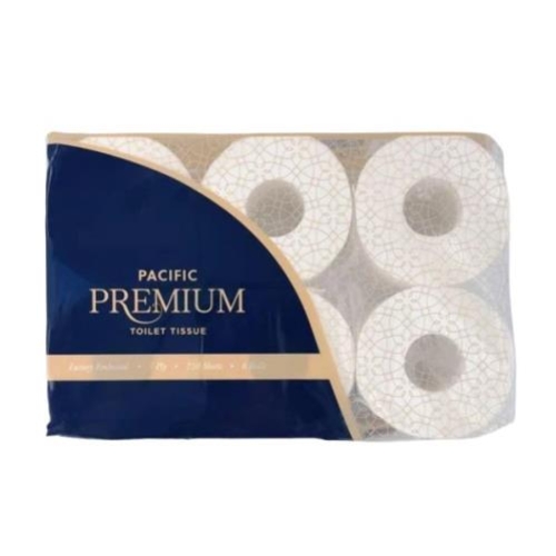 PACIFIC PREMIUM 3Ply UNWRAPPED TOILET TISSUE 250s 6ROLLX8PAC