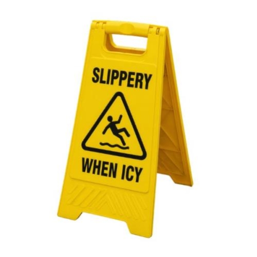 SAFTEY SIGN "SLIPPERY WHEN ICY" YELLOW