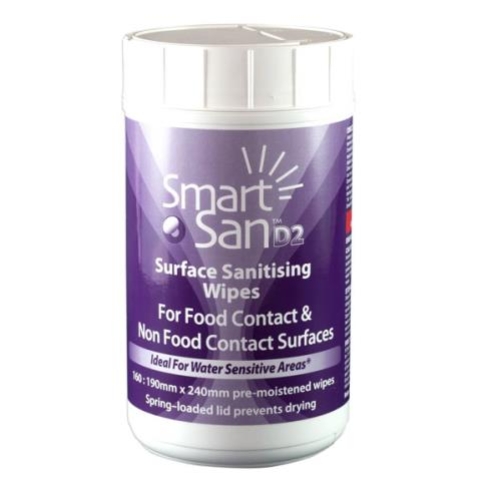SMARTSAN D2 SURFACE SANITISER WIPES 160 Tub