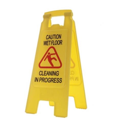 SAFETY SIGN "CAUTION WET FLOOR CLEANING IN PROGRESS" YELLOW