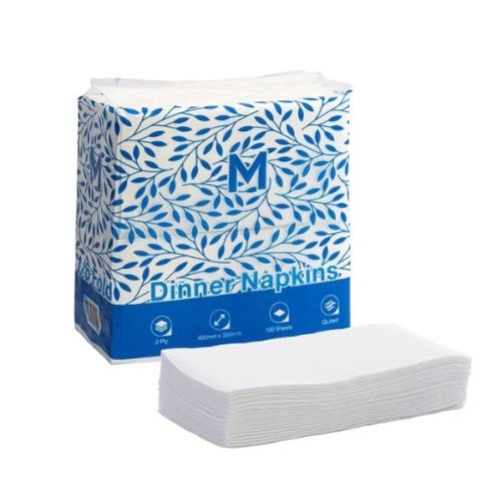 M-SERIES QUILTED 2Ply DINNER NAPKINS 1/6* FOLD WHITE 800cn