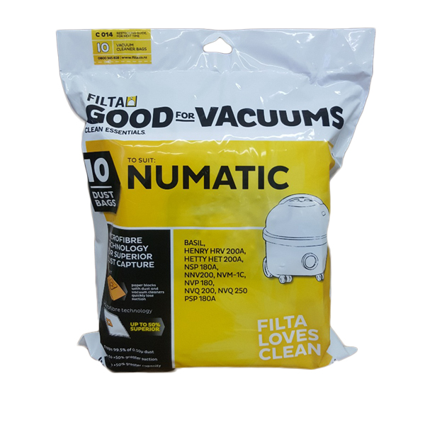 FILTA FLEECE VACUUM BAGS NUMATIC 60092/C014 10pk JASCO DIST
